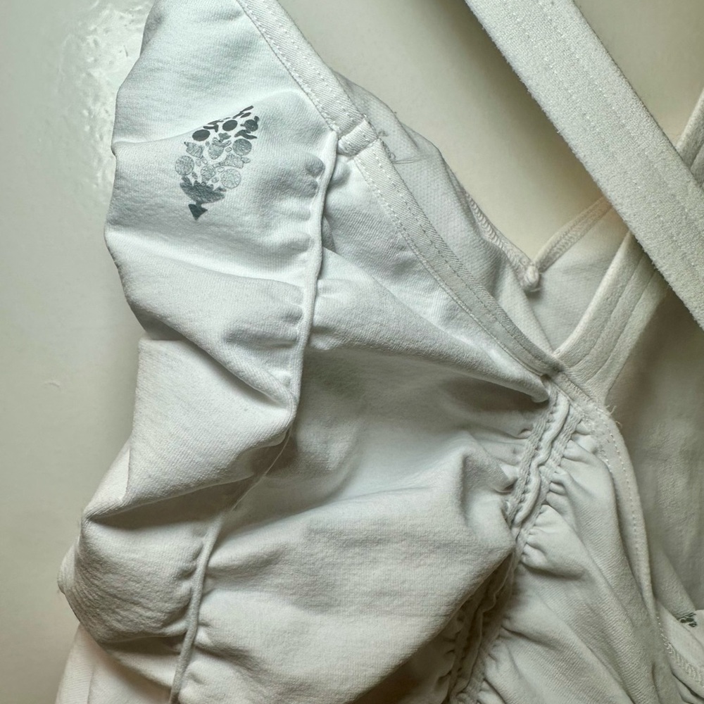 Free People White Ruched Cross-Back Top - Picture 3 of 4